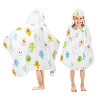 Imagem de Burbuja Toalha de banho com capuz Cartoon Boo para crianças, toalha de praia de pelúcia macia absorvente para meninas e meninos 3-10 anos, 61 x 127 cm