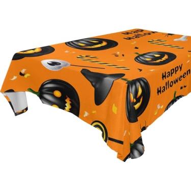 Imagem de Burbuja Toalha de mesa de abóboras, toalha de mesa quadrada anti-rugas grossa para decoração de jantar, cozinha, festa, 152 x 152 cm