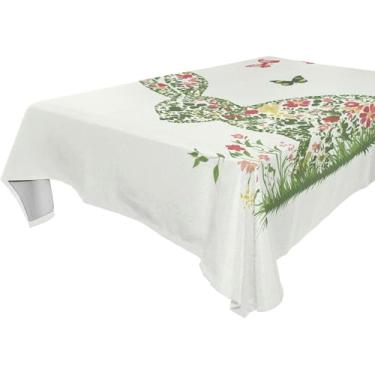 Imagem de Burbuja Toalha de mesa de coelhinho da Páscoa, toalha de mesa quadrada anti-rugas grossa para decoração de jantar, cozinha, festa, 137 x 137 cm