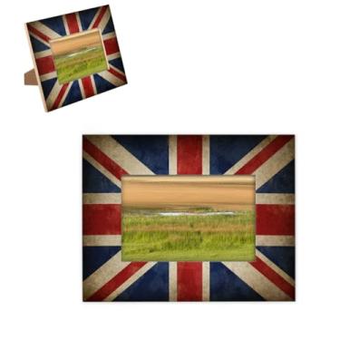 Imagem de hongjinglin Porta-retrato de 10 x 15 cm, moldura de madeira com bandeira britânica retrô com tapete para parede e mesa, para decoração de casa e amigos da família, ideias de presente de casamento