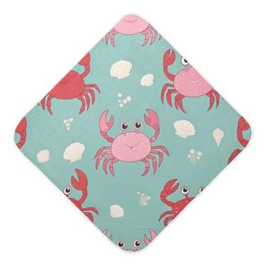 Imagem de Burbuja Toalha de banho de bebê Cute Crabs - Toalha com capuz de musselina macia e absorvente para recém-nascidos, 89 x 89 cm