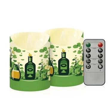 Imagem de Wassud Pacote com 2 velas de celebração sem chama com controle remoto, velas realistas cintilantes com temporizador, velas decorativas para Natal, casamento, festa, decoração de casa pequena
