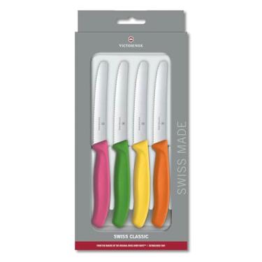 Imagem de Victorinox 6.7836.4US1 Conjunto de facas utilitárias suíças clássicas de 4 peças, 10 cm, cores sortidas
