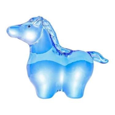 Imagem de Wswqop Estátua de Cavalo de Vidro, Miniatura de Arte, Peça Central Colecionável, Escultura de Animal para Casamento, Prateleira, Lareira, Festas, Azul