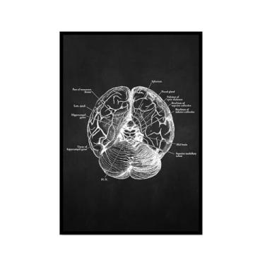 Imagem de Fundo preto anatomia humana arte impressão em tela médica imagens esqueleto músculo pôster vintage educação pintura arte decoração de parede (SKU7,12x45,7 cm = (30 x 45 cm), moldura preta)