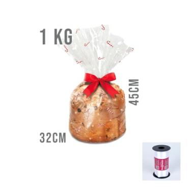 Imagem de Kit Saco Panetone 14x23cm com 10 Unidades e Fita Cetim 7mm x 100 Metros