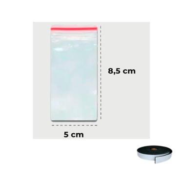 Imagem de Kit Saco Zip 5x8,5cm 100 Unidades com Fita Cetim 50mm x 10mts