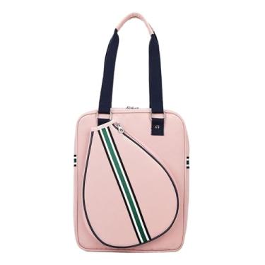 Imagem de Vaveren Bolsa de tênis para homens e mulheres, prática e elegante, com suporte para raquete, à água, ideal para jogadores de tênis ao ar livre, Rosa 1 Ombro