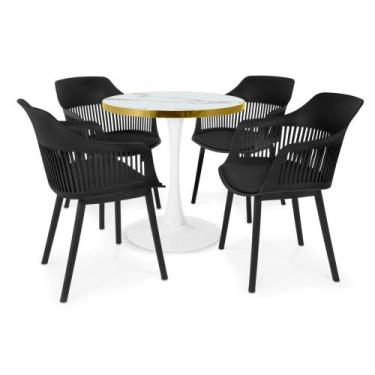 Imagem de Conjunto Mesa de Jantar Redonda Majestic 70cm Branca com 4 Cadeiras Es