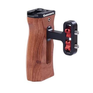 Imagem de Alça lateral universal para gaiolas de câmera, alça ajustável com parafusos duplos de 1/10.2 cm-20, design ergonômico, suporte de sapata fria, leve para câmeras mirrorless e DSLR