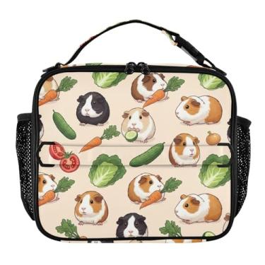 Imagem de Joisal Lancheira fofa para porquinhos-da-índia com creme vegetal para mulheres, lancheira personalizada para meninas, crianças, homens, lancheira para trabalho, floral, comida térmica, isolada para