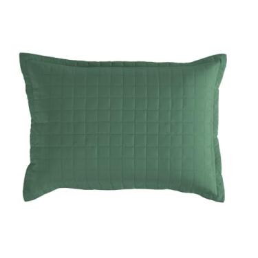 Imagem de Porta Travesseiro Matelado, Micropercal 300 Fios, 100% Poliéster, 70x50cm, Aba Americana, Branco (10, Verde)