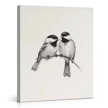 Imagem de Pintura minimalista de arte de parede em tela de pássaro desenho de pássaros pintura estética animal decoração de parede para casa fazenda sala de estar 20 x 25 centímetros emoldurado