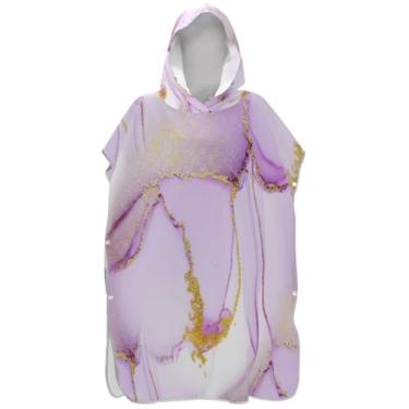 Imagem de Joisal Poncho de surfe de mármore branco lavanda macio para adulto trocador de roupa de praia com capuz toalha absorvente de natação poncho masculino com capuz