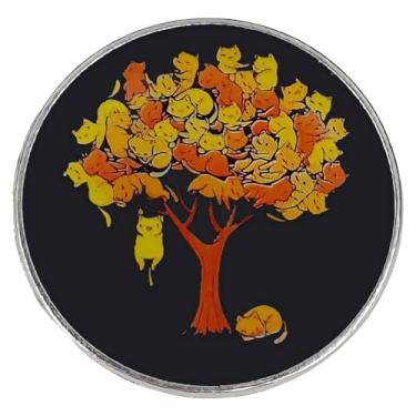 Imagem de Ficsowy Broche de árvore de gatos, alfinete de entusiasta de gato laranja, crachá, acessório de crachá de liga metálica