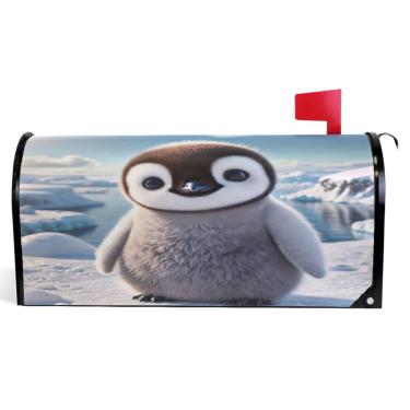 Imagem de TSENQUE Capas decorativas para caixa de correio de vinil magnético envoltório de caixa de correio de verão à prova de intempéries decoração de caixa de correio bonito pinguim animal tamanho padrão