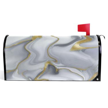 Imagem de TSENQUE Capas de caixa de correio de outono magnéticas sazonais outono caixa de correio envoltório vinil estética cinza ouro moderno caixa de correio decoração de jardim tamanho padrão 52,6 x 45,8 cm