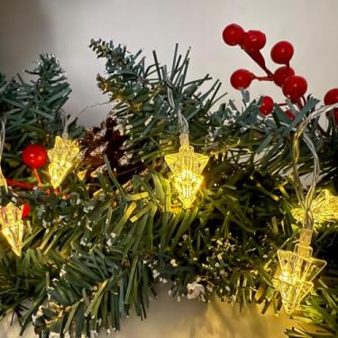 Imagem de Luzes de fadas de 10 LEDs, cordão de luzes LED em forma de árvore de Natal de 1,3 m, luzes brancas quentes para decoração interna e externa, quarto, festa