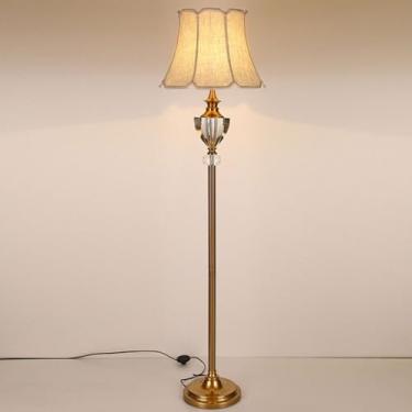 Imagem de Luminária de chão estilo americano campestre, em metal polido, para sala de estar, luminária vertical decorativa, luminária de leitura interna, luminária alta com proteção para os olhos, lum