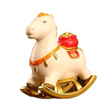 Imagem de XLWLLNJ Estátua de cavalo em resina, feita à mão, moderna, para decoração de mesa, quarto de hóspedes ou estabelecimentos comerciais (Feng Shui), Branco