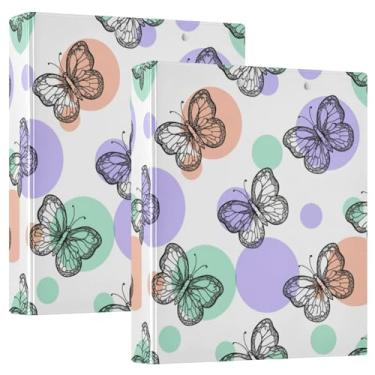 Imagem de Fichários Butterflies Pastel com 3 anéis de 3 cm, comporta 200 folhas, anel redondo, 31,5 x 27 x 6 cm, 1 pacote