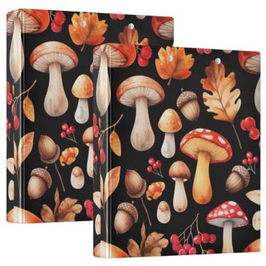 Imagem de Aquarela personalizada outono cogumelos pretos 3 argolas 3 argolas comporta 200 folhas, pastas, anel redondo, fichário resistente, 31,5 x 27 x 6 cm, pacote com 2
