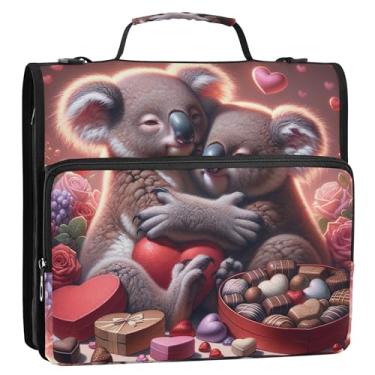 Imagem de Fichários de 3 cm com 3 anéis, coalas resistentes, abraçando chocolate, dia dos namorados, organizador de fichário, bolsa escolar com alça de ombro, portfólio de negócios, suporte para 500 folhas