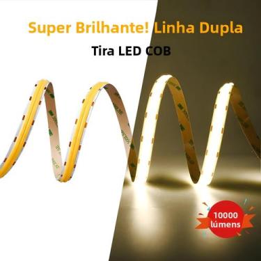 Imagem de Fita LED COB De Dupla Linha Super Brilhante 10000lm 600 LEDs/m Flexíve