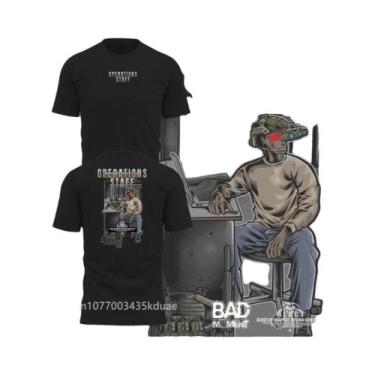 Imagem de Camiseta Tática Masculina De Algodão Respirável Manga Curta Gola Redon