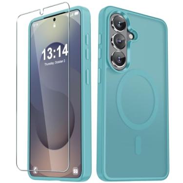 Imagem de YENAPOON Capa para Samsung Galaxy S26, capa magnética fosca [atualizada em 2026] com 1 protetor de tela, suporte para MagSafe, proteção militar à prova de choque, parte traseira fosca translúcida