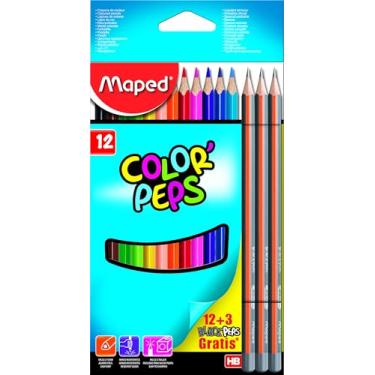 Imagem de Lápis de Cor, Maped, Color Peps, 12 Cores + 3 Lápis Grafite, Multicor