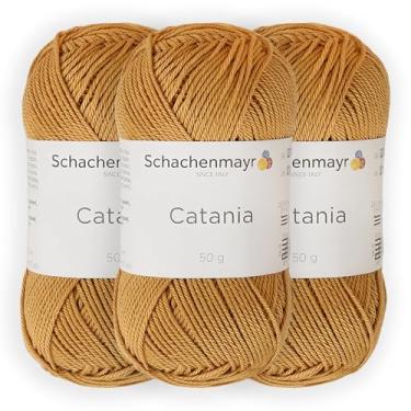 Imagem de 3 novelos/pacote Schachenmayr (SMC) Catania Originals Yarn, cada bola 50 g (125 m), 100% algodão mercerizado para fio de tricô e crochê, peso esportivo, 431 - Curry