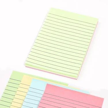 Imagem de Notas adesivas forradas 10 x 15 cm, almofadas autoadesivas fortes com linhas, fácil de colocar para casa, escritório, caderno, material de escritório, 100 folhas/bloco, 4 cores