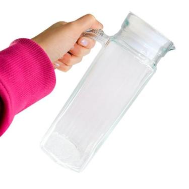 Imagem de Jarra Vidro Transparente Capacidade 1 Litro Cozinha Revestimento Resistente