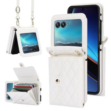 Imagem de Capa carteira para Motorola Razr 50 – Suporte de cartão com bloqueio de RFID com fecho magnético, antiderrapante e proteção contra quedas, capa fólio de couro fina para uso diário, viagens e viagens