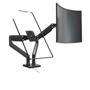 Imagem de BEGWVDJTP Suporte para monitor G32 com emenda de tela dupla, suporte giratório para computador, tela dupla, suporte de base para monitor de mesa prateado (preto)