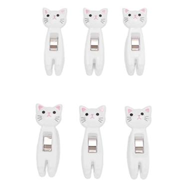 Imagem de CUOFYUNL 6 peças clipes para lanche de gato tiras antiderrapantes alça de metal com mola firme para saco de comida clipe para documentos de roupas (Branca)