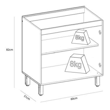Imagem de Balcão de Cozinha Sem Tampo 2 Portas 60cm Connect Henn Duna/cristal