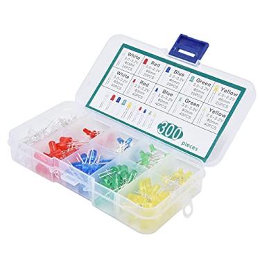 Imagem de Acouto Diodos de Luz LED 300 Unidades - Kit de Variedade de 5 Cores para Eletrônicos, Eletrodomésticos e Projetos de Circuito