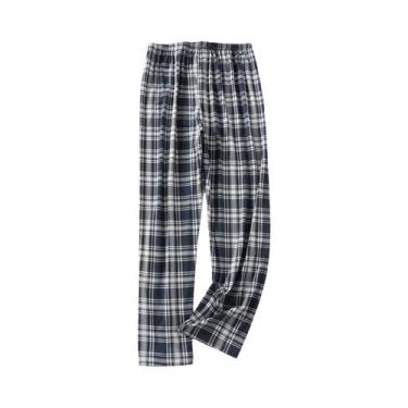 Imagem de Calças De Pijama Casuais Finas Para Homens, Corte Solto, Perna Reta Pa