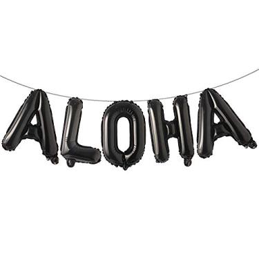Imagem de 40,64 cm Decorações de festa tropical Havaí balões bandeira Aloha balão folha casamento artigos de festa de aniversário (preto Aloha)
