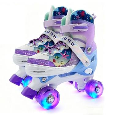 Imagem de Patins ajustáveis para meninos e meninas de 3 a 12 anos, todas as 8 rodas de patins acendem com conjunto de equipamentos de proteção, presente para jovens, crianças, iniciantes em ambientes internos e
