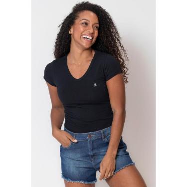 Imagem de Camiseta Feminina Decote v Polo Wear Preto-Feminino