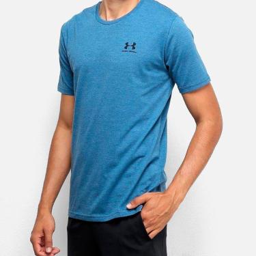 Imagem de Camiseta Under Armour Sportstyle Left Chest Ss Masculina - Azul Petróleo e Preto - GG-Masculino