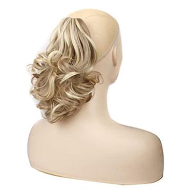 Imagem de Peruca de rabo cavalo curto e cacheado com grampo para cabelo