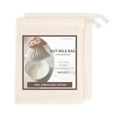 Imagem de PurpleEssences Sacos vazios de especiarias para cozinhar sopa - Sacos de gaze de musselina de algodão natural cru com cordão para chá, ervas, caldo de osso, bebida fria e coar - Natural (5, 30 x 35 cm