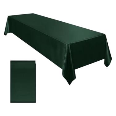 Imagem de Toalha de mesa retangular de cetim de casamento brilhante e lisa para decoração de mesa de jantar de aniversário de banquete de casamento (verde escuro, 1 peça)