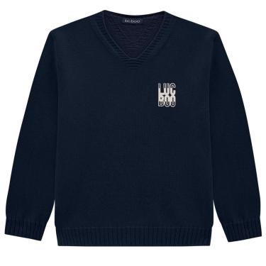 Imagem de Blusão Suéter Infantil Menino Tricô Azul Marinho Luc.boo-Masculino