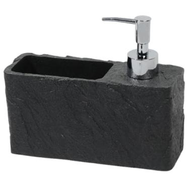 Imagem de ＫＬＫＣＭＳ Dispensador de sabão com suporte para esponja, organizador multifuncional de resina para pia, ideal para escovas de cozinha e esfregões de banheiro, Preto