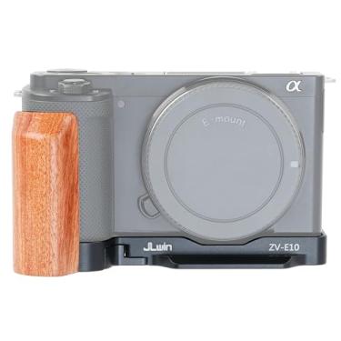 Imagem de JLWIN Cabo de madeira em forma de L para câmera Sony ZV-E10, placa de base de liberação rápida integrada para Arca-Swiss